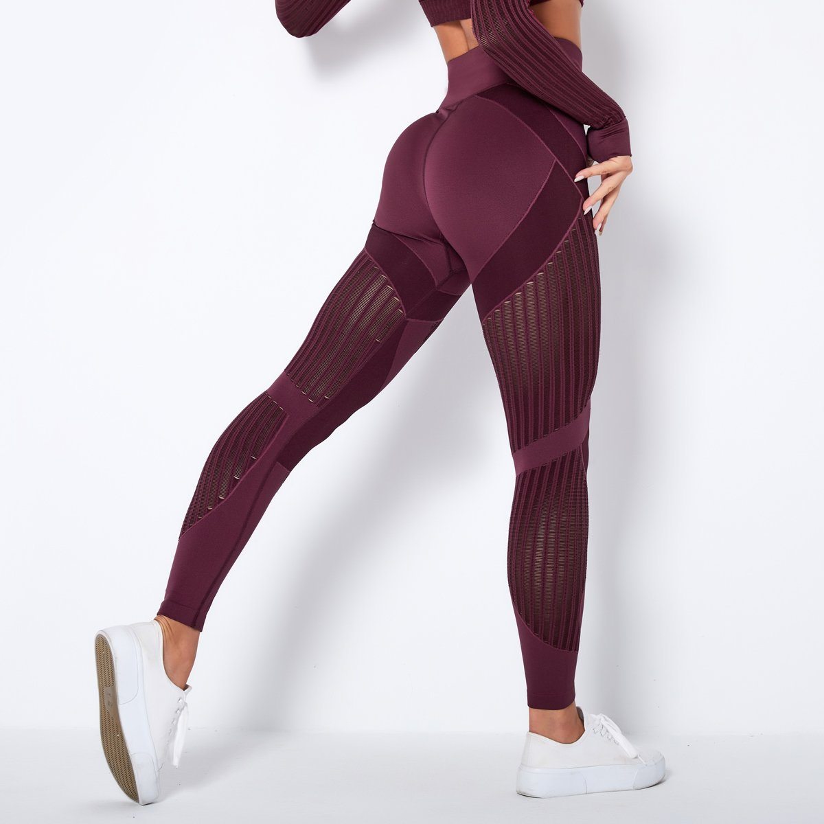 Variant image for Women Gym Leggings Black Mesh Seamless | Bella-9