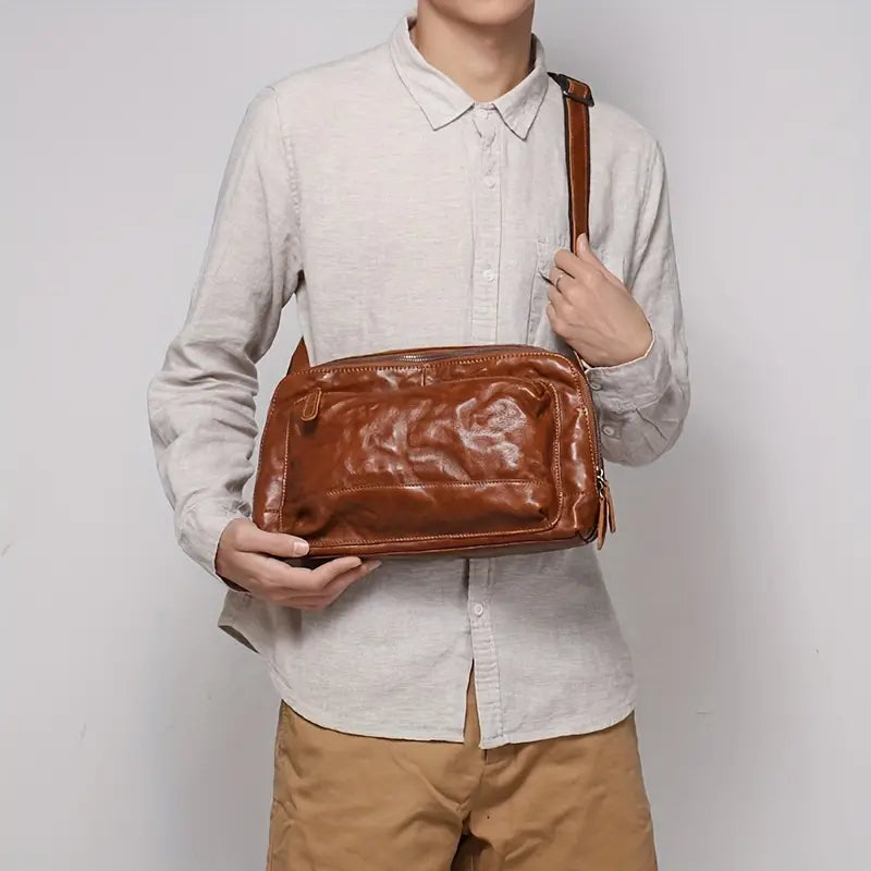 Men Vintage Leather Crossbody Bag | Owen
