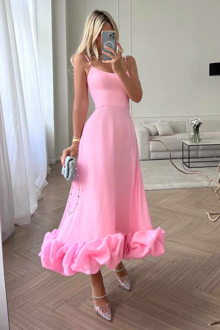 Women Elegant Ruffled Midi Dress | Amara