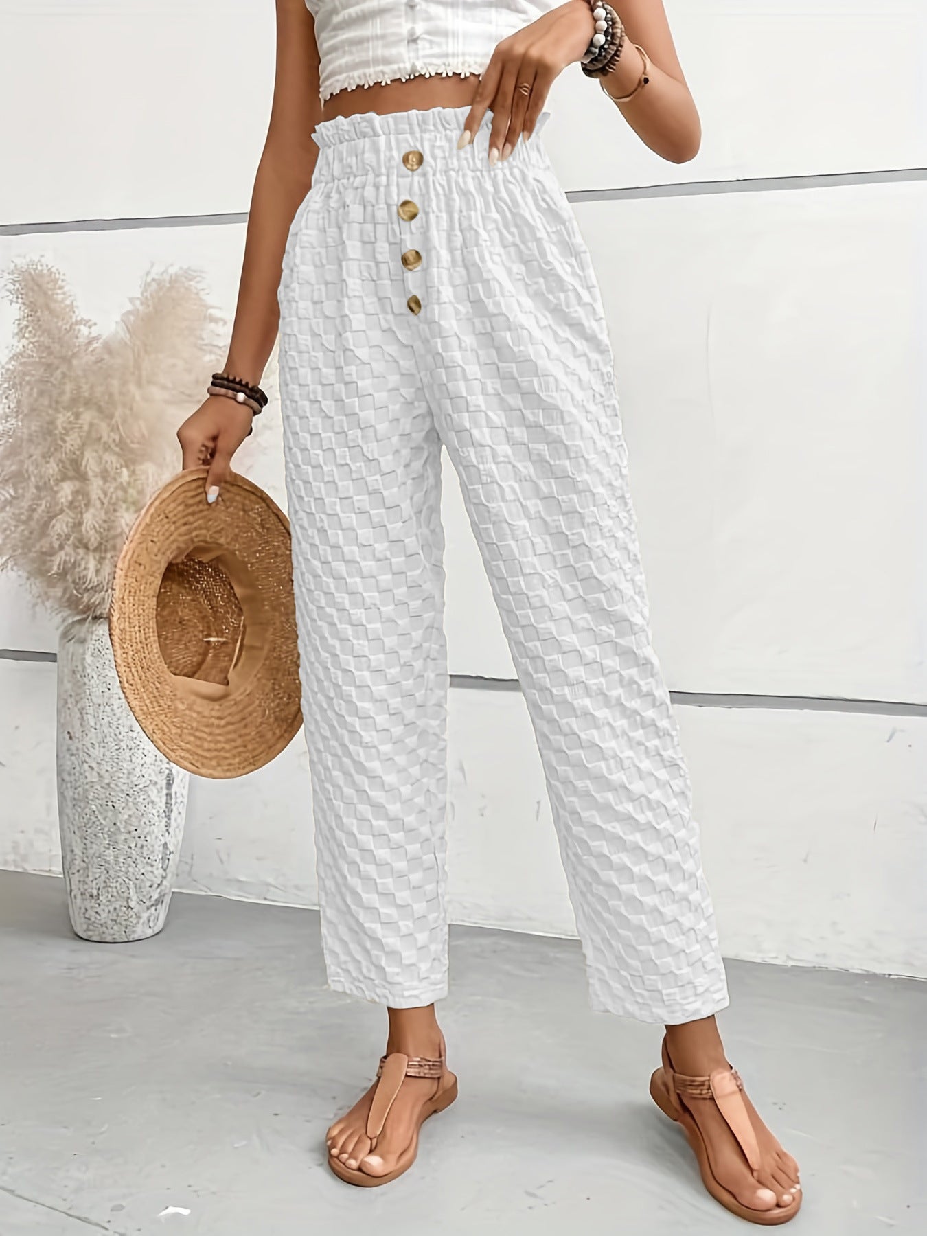 Variant image for Women Trousers Apricot Polyester | Urban Chic-17