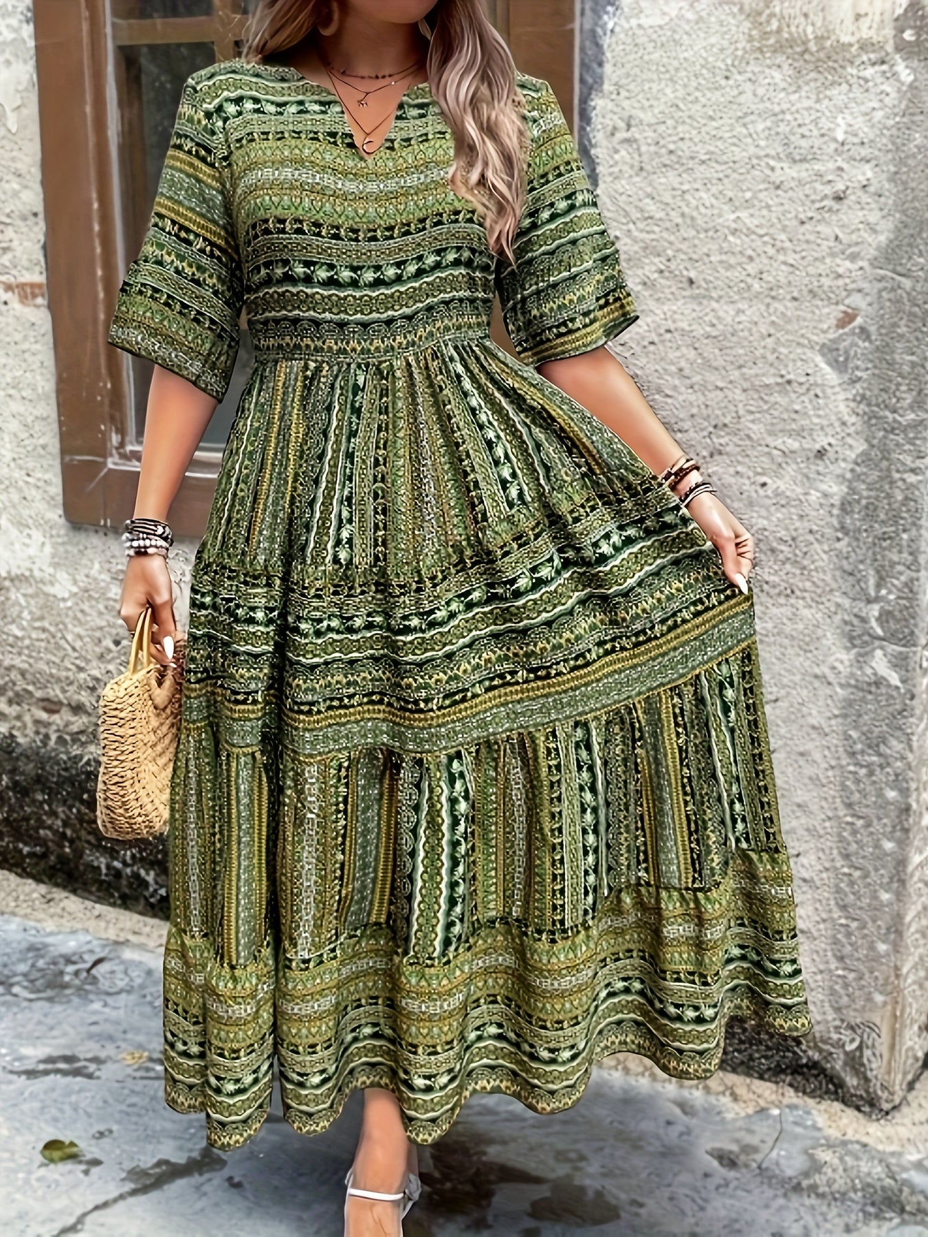 Women Boho V-Neck Maxi Dress | Galilea