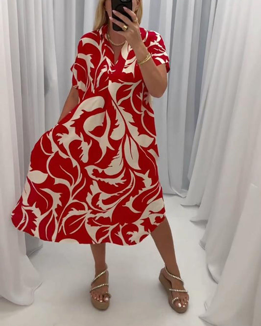 Women Floral Print Loose-Fit Midi Dress | Rumina