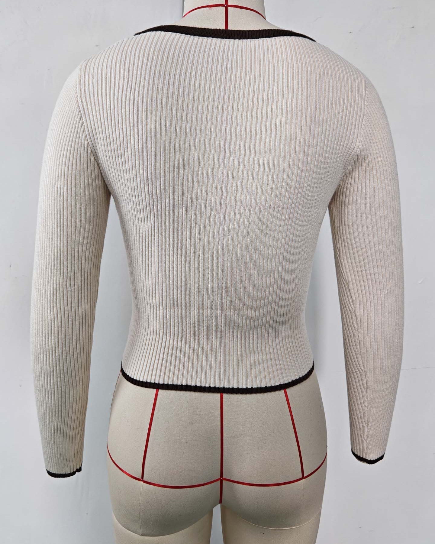 Women Ribbed Contrast Trim Top | Leontina