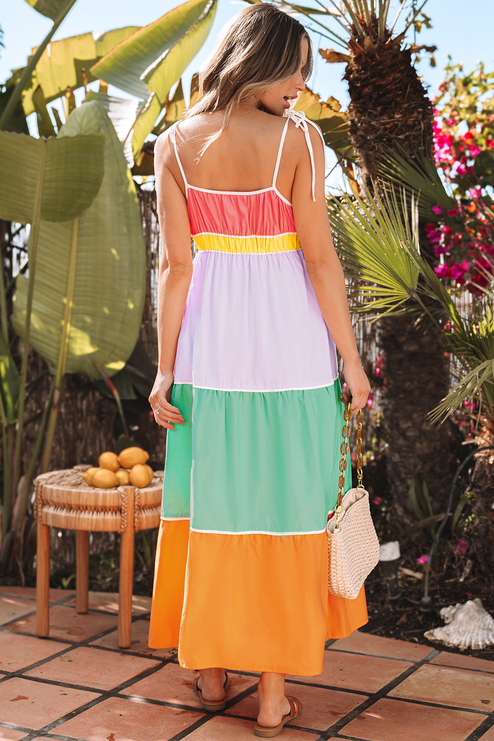 Women Maxi Dress Color Block Cotton | Elegant Style-2