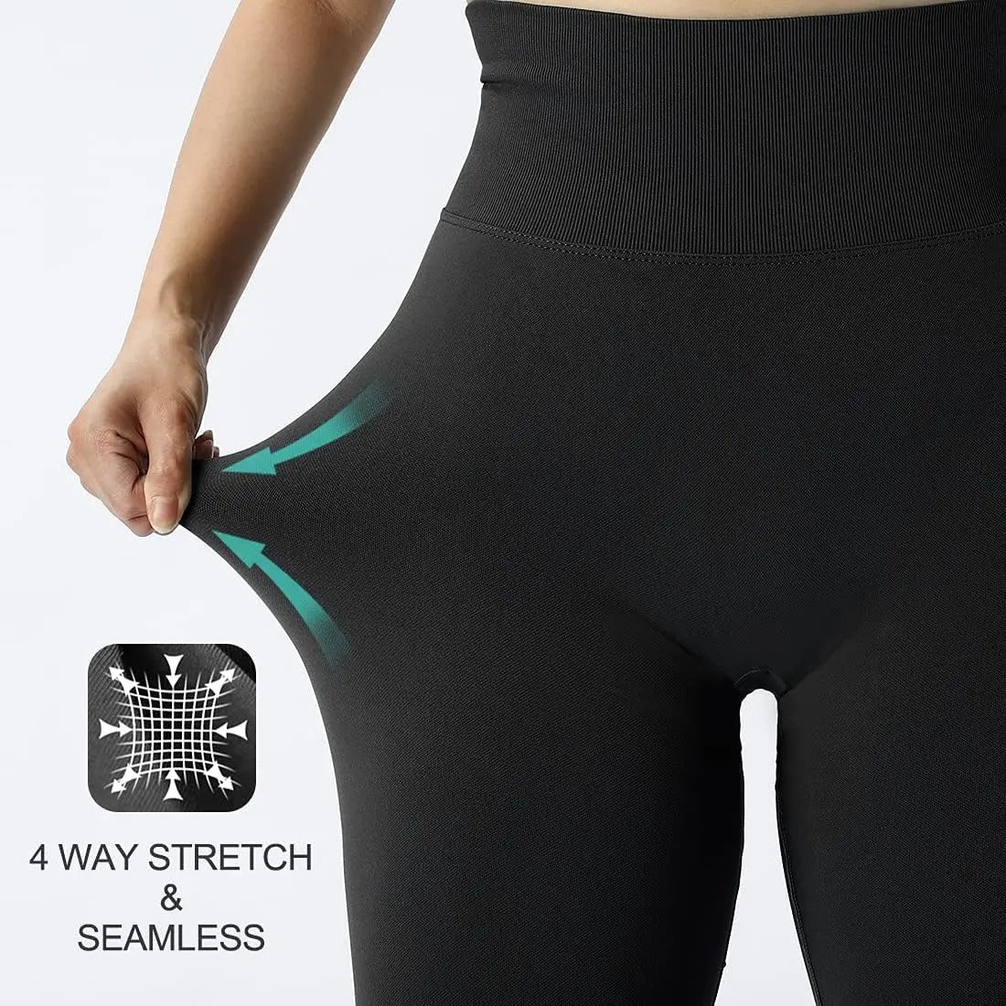 Women Gym Leggings Black Seamless Polyester | Bella-5