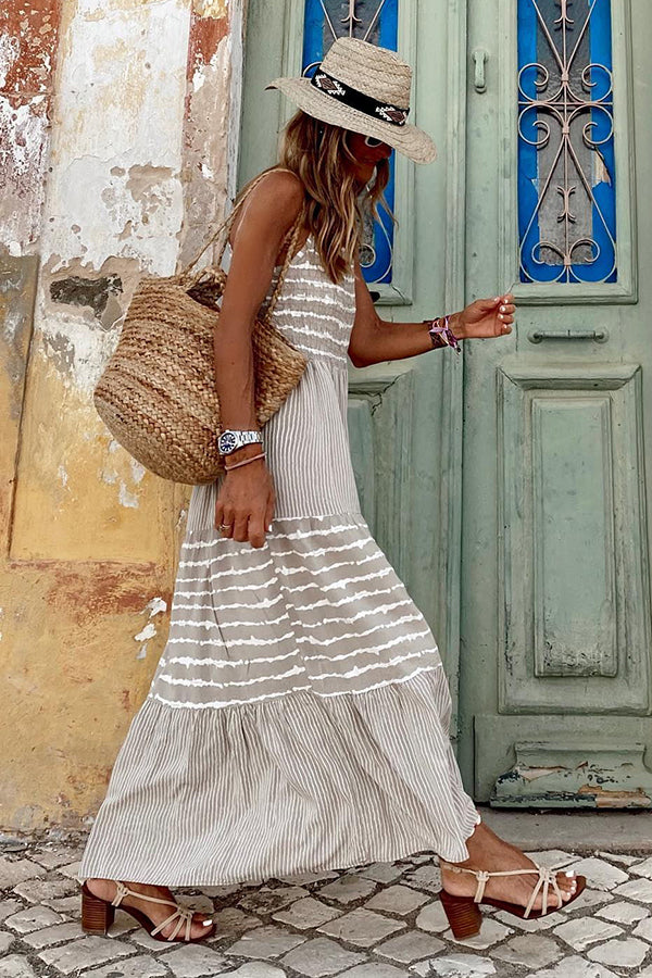 Women Striped Halter Maxi Dress | Emilia