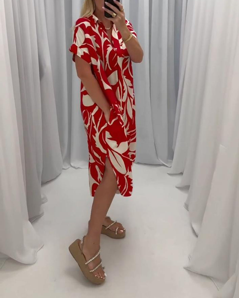 Women Floral Print Loose-Fit Midi Dress | Rumina
