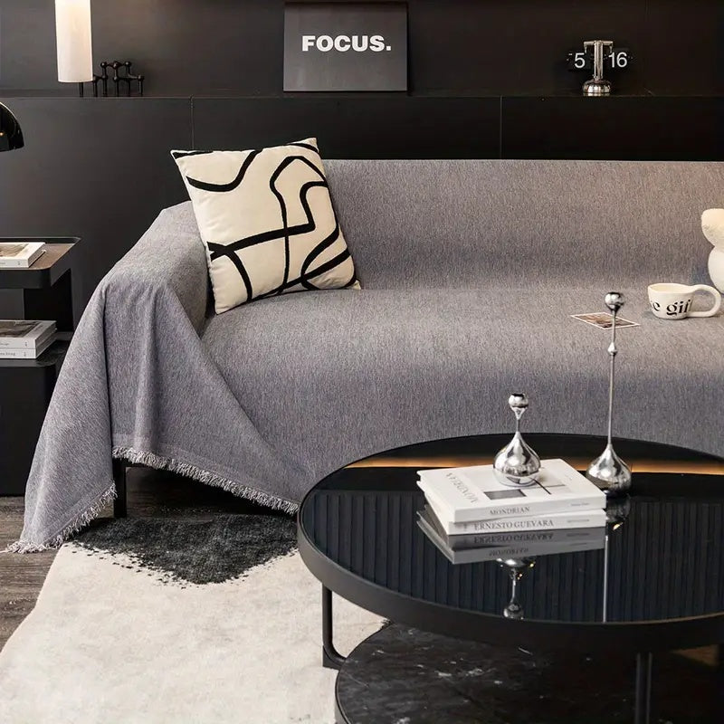 Waterproof Sofa Cover Grey Chenille | Modern Minimalist 2