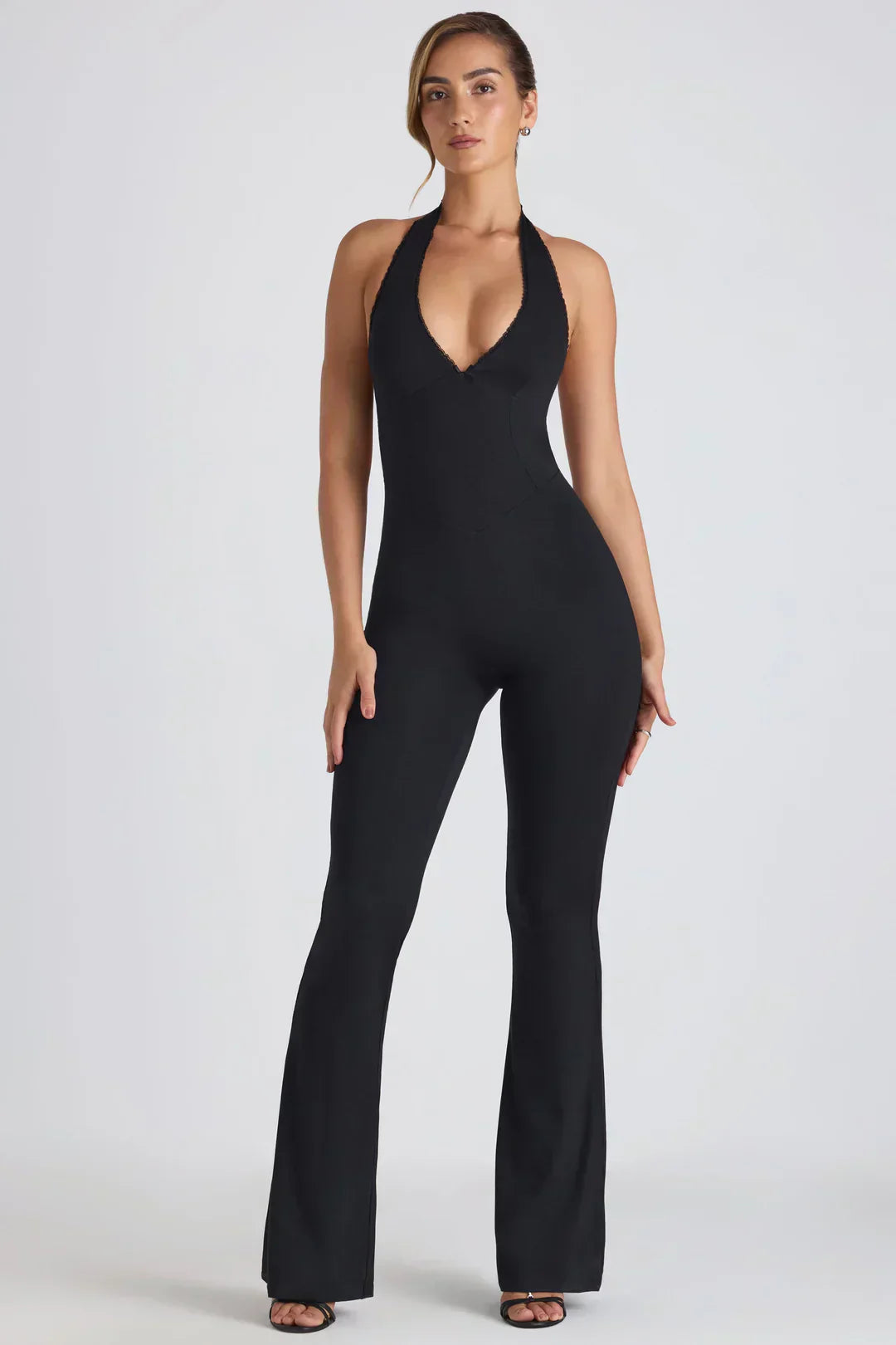 Women Flared Jumpsuit Black Soft Fabric | Selena 5