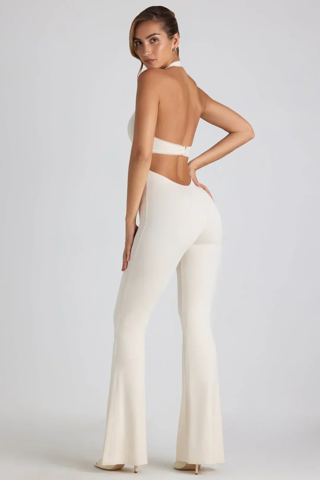 Women Flared Jumpsuit Black Soft Fabric | Selena 3