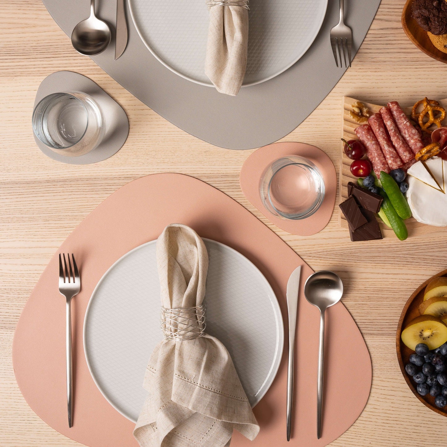 Designer PU Leather Placemat & Coaster Set