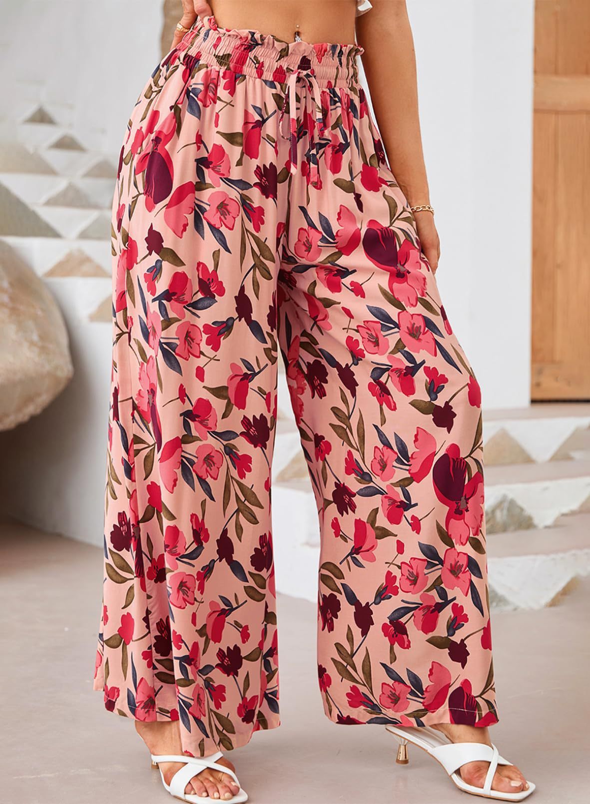 Variant image for Women Wide Leg Trousers White Spandex | Elegant Comfort-31