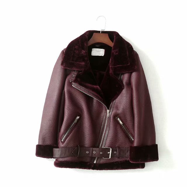 Women Leather Jacket Black Fleece | Classic Style-6