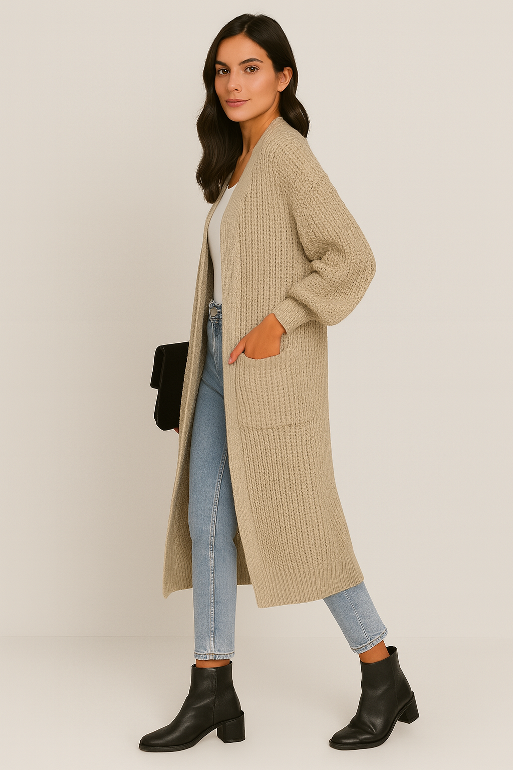 Women Chunky Knit Long Cardigan | Narelle