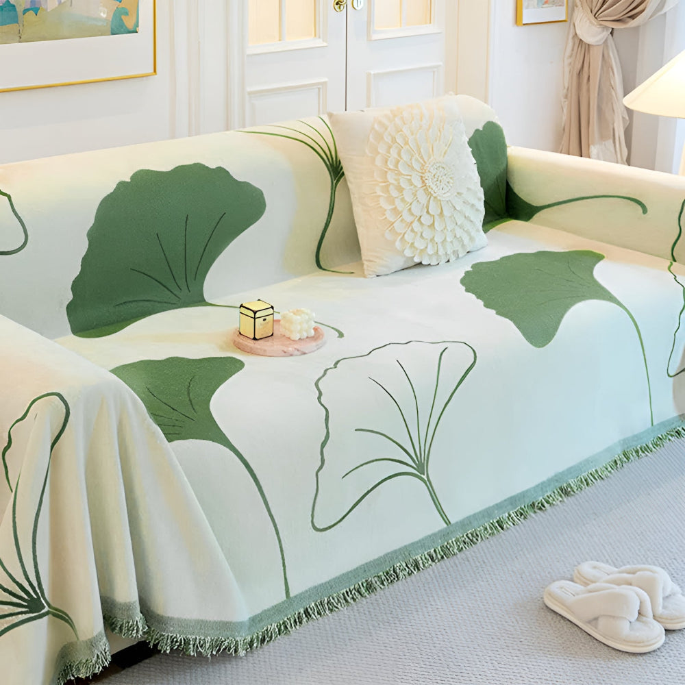 Sofa Cover Ginkgo Leaf Chenille | Elegant Home Decor 2