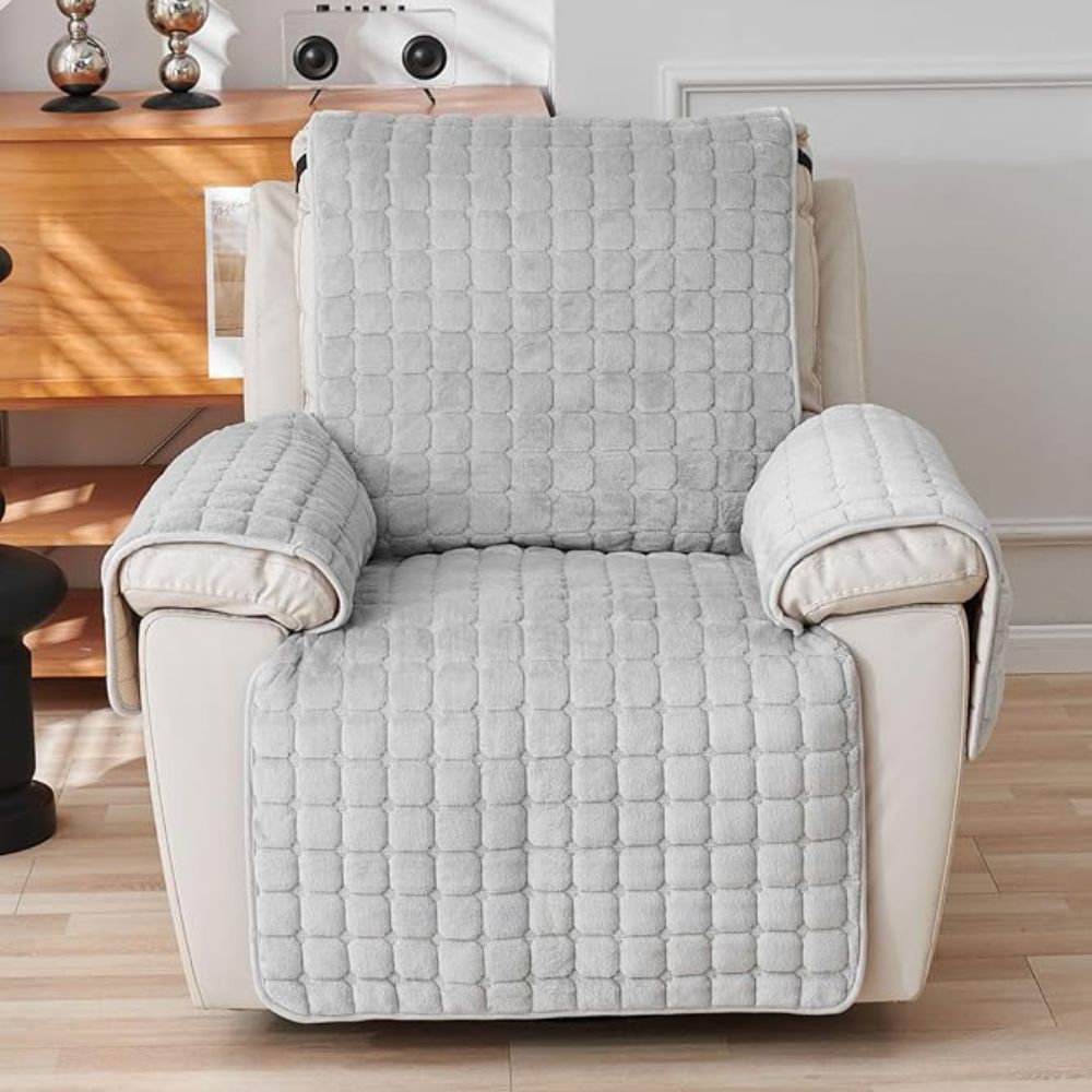 Recliner Chair Cover Grey Microfibre | Cozy Comfort 3