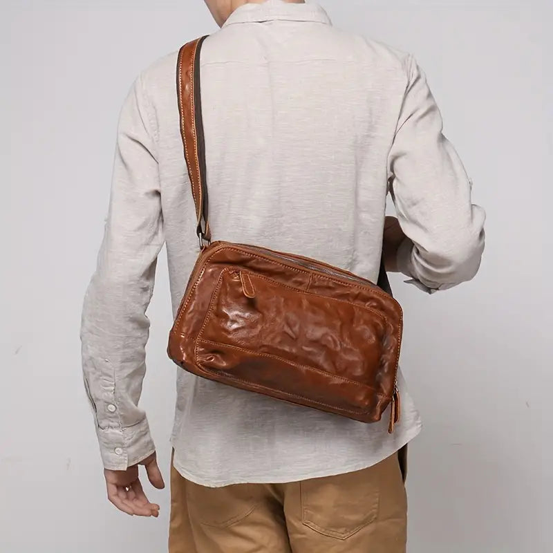 Men Vintage Leather Crossbody Bag | Owen