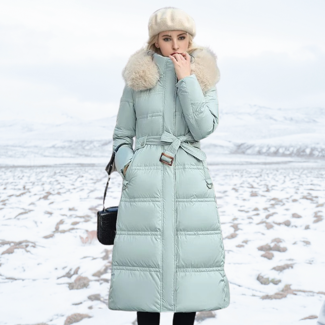 Women Luxury Fur-Collar Long Puffer Coat | Kamilah