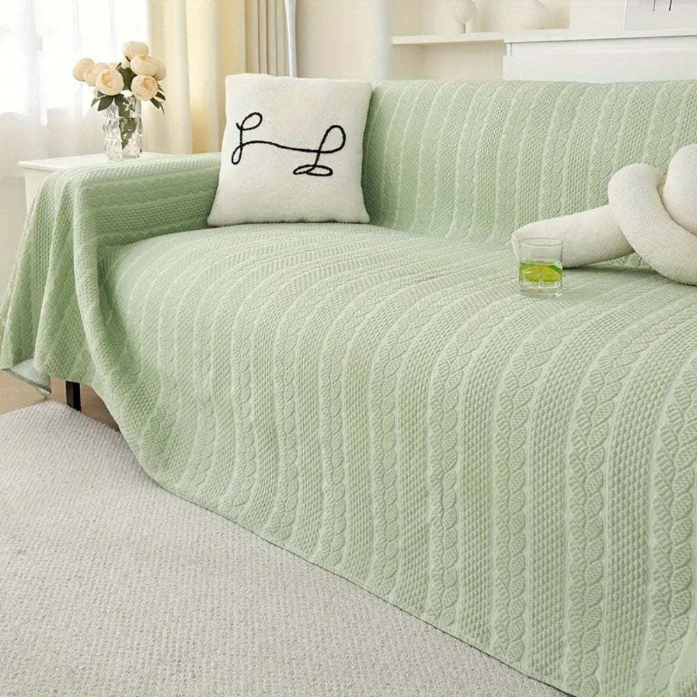 Sofa Cover Beige Microfiber Non-Slip | Tranquil 2