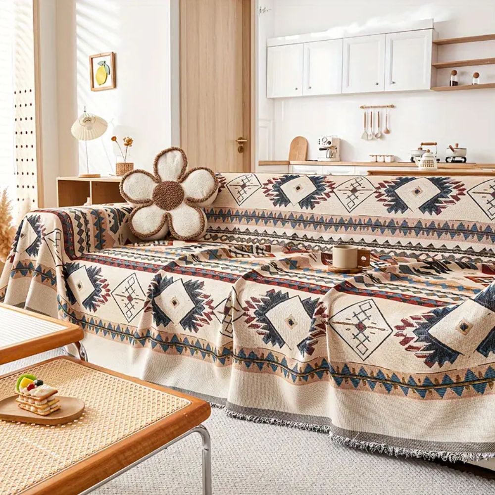 Variant image for Sofa Cover Beige Chenille | Bohemian Charm-11