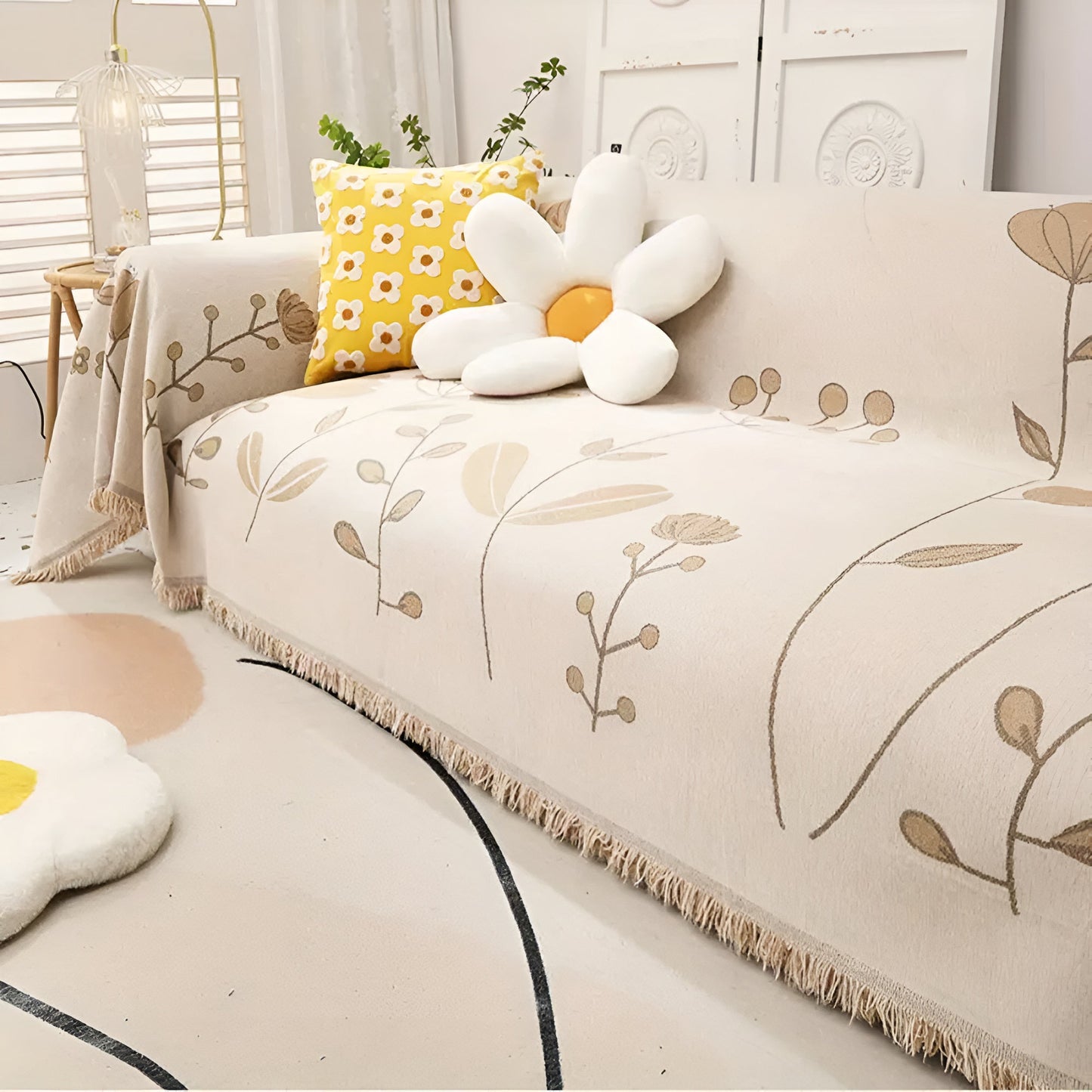 Reversible Sofa Cover Floral Microfiber | Modern Living Room Decor 6