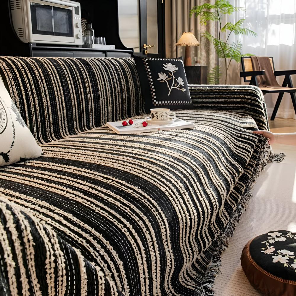 Sofa Cover Striped Chenille Universal Fit | Elegant Home Decor 2