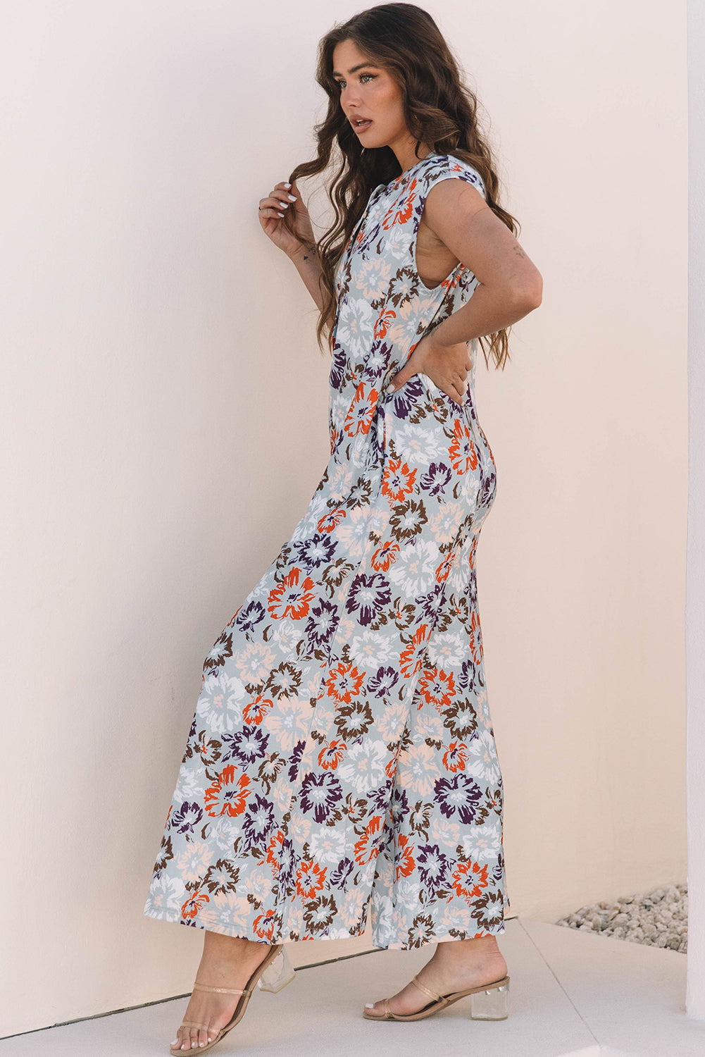 Women Wide Leg Jumpsuit Floral Polyester | Summer Breeze-3