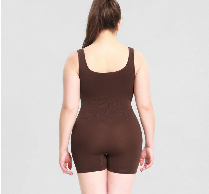Women One-Piece Fitness Suit Brown Nylon | Fitness Enthusiast-3