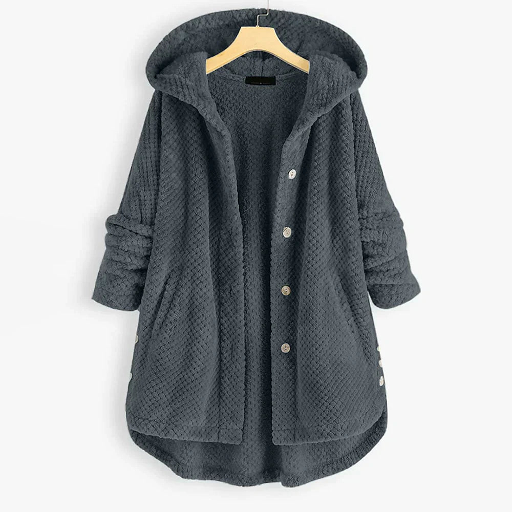 Women Cozy Hooded Button-Up Cardigan | Evelyn