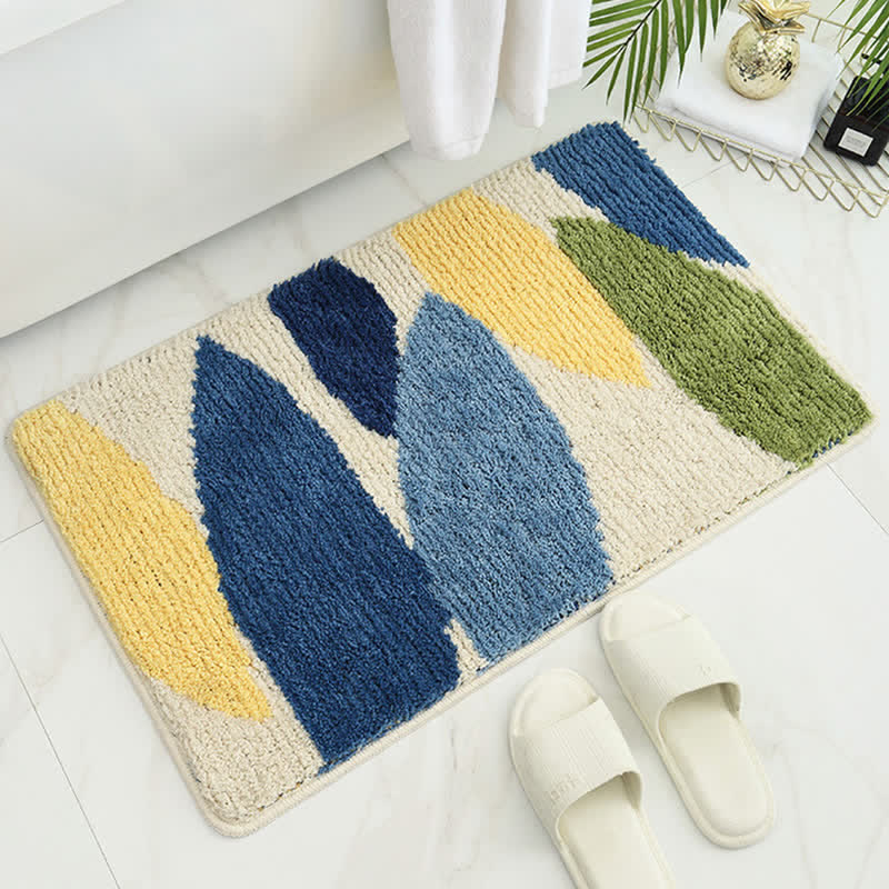 Floor Rug Green Leaf Print Polyester | Cozy Retreat 6
