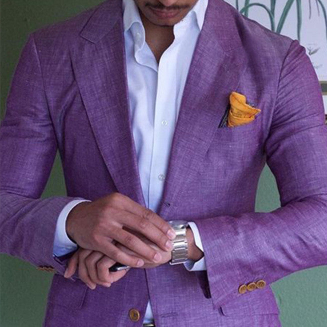 Men's Blazer Jacket Purple Polyester | Classic British Style-2