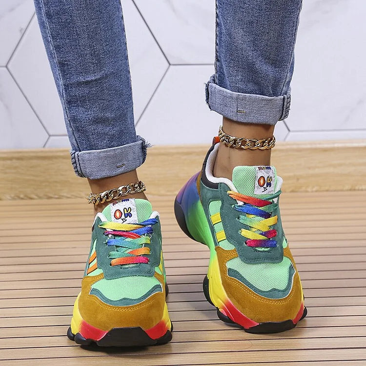 Women Vibrant Color-Block Sneakers | Euphemia