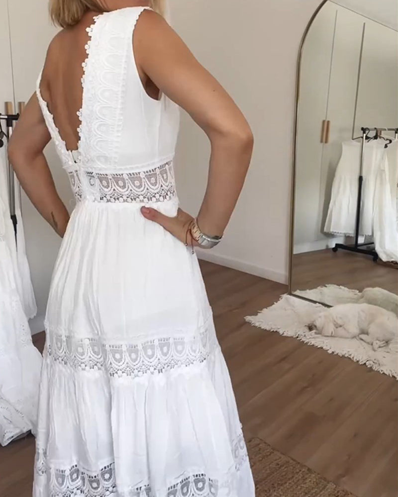 Women Boho Lace Midi Dress | Sabrina