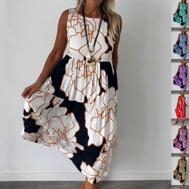Women Sleeveless Floral Midi Dress | Amethyst