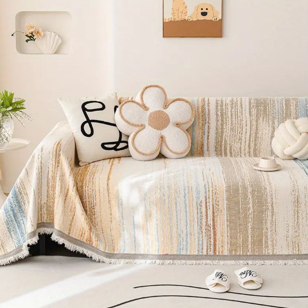 Sofa Cover Striped Chenille Non-Slip | Serene 3