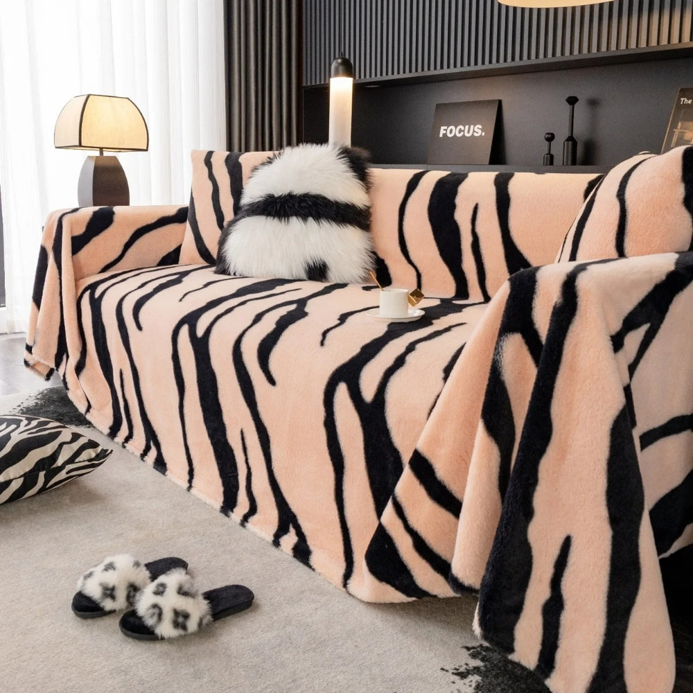 Sofa Cover Zebra Print Fleece | Wild Elegance 5