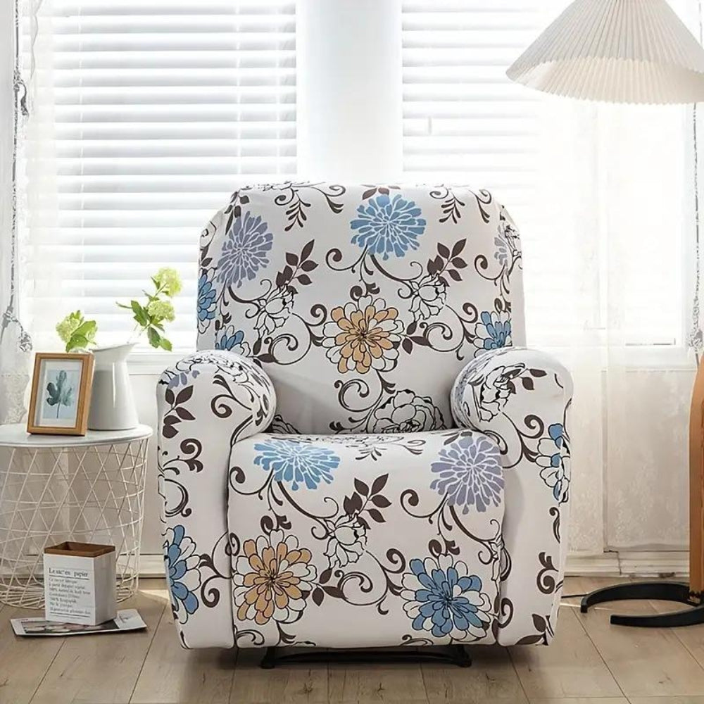 Recliner Sofa Cover Gray Stretch Fabric | Blossom 5