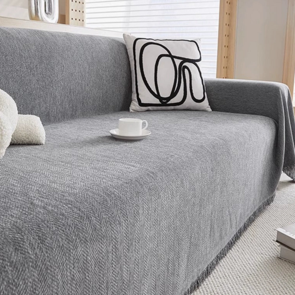 Waterproof Sofa Cover Grey Chenille | Modern Minimalist 3