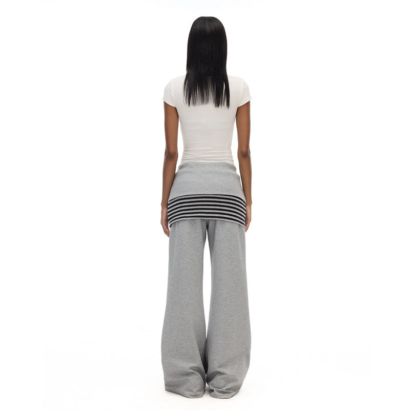 Women Wide Leg Pants Light Grey Polyester | Casual Chic-5
