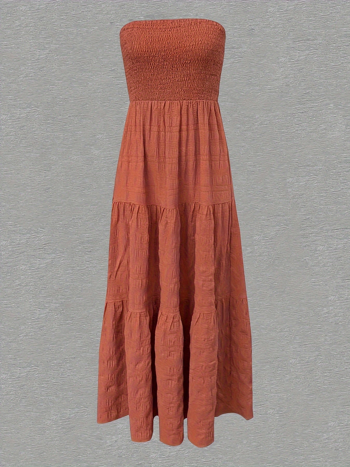 Women Strapless Smocked Midi Dress | Annie