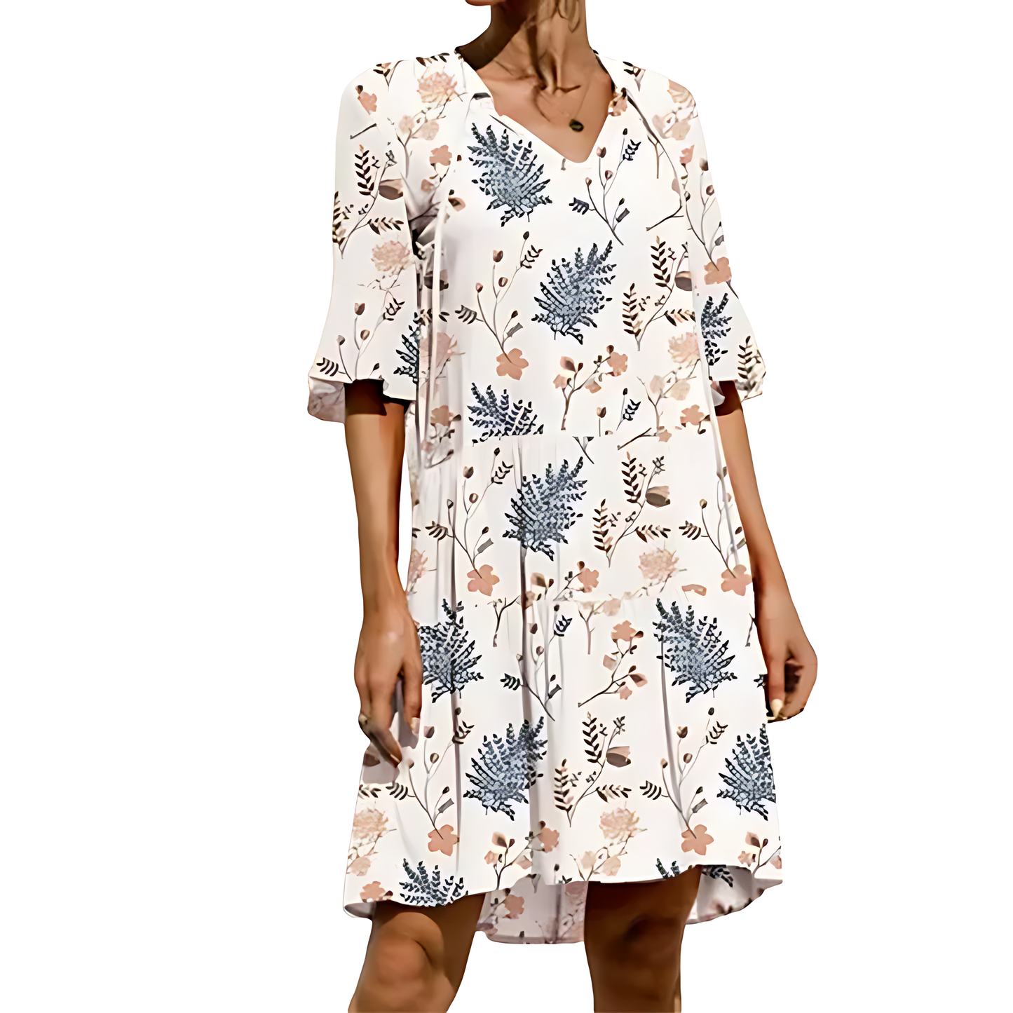 Women Floral Tiered Dress with Bell Sleeves | Lilibeth