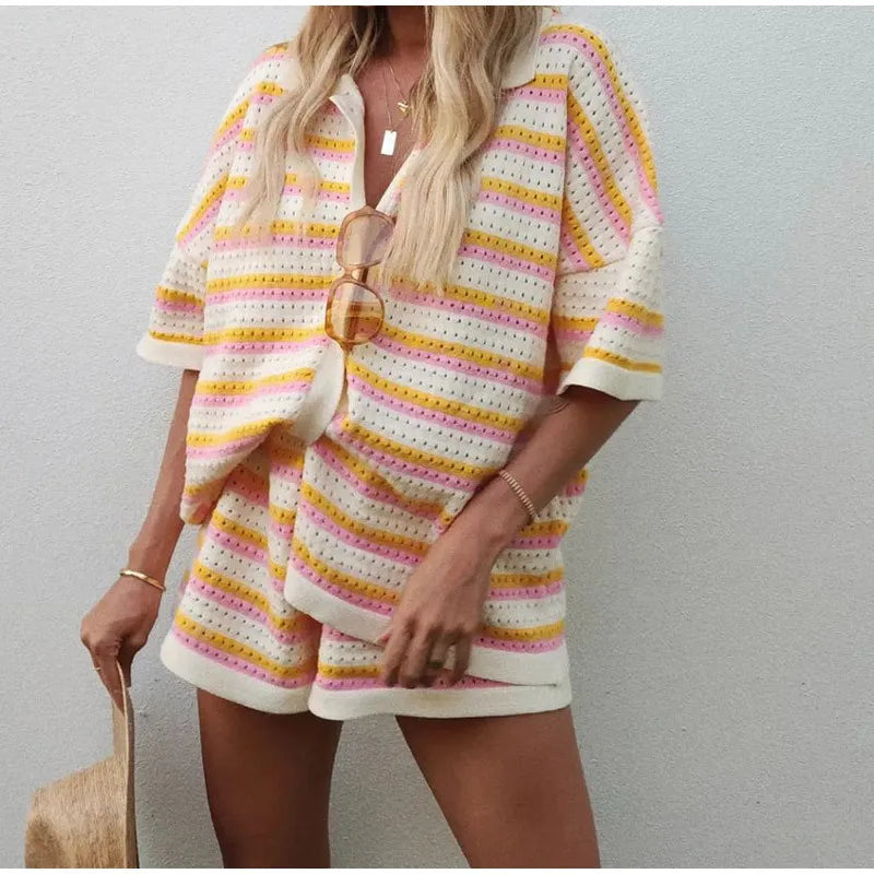 Elara | Striped Knit Set Women
