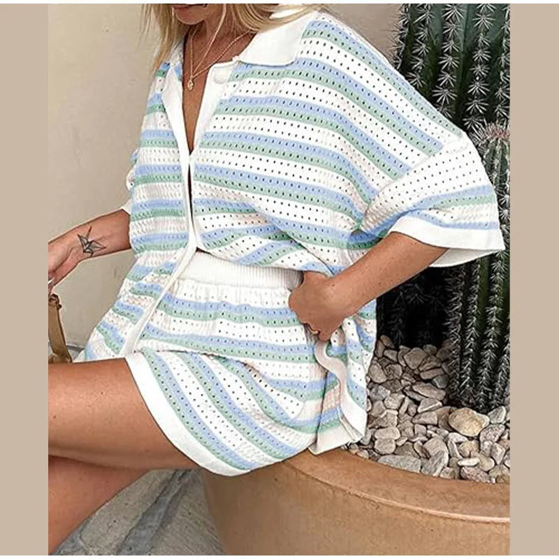 Elara | Striped Knit Set Women