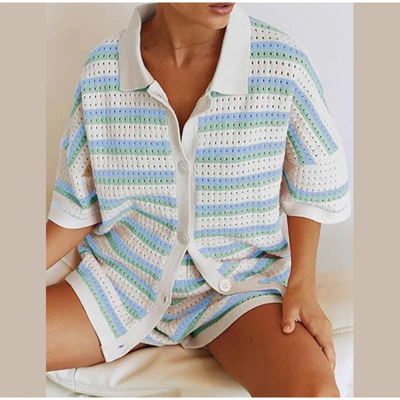 Elara | Striped Knit Set Women