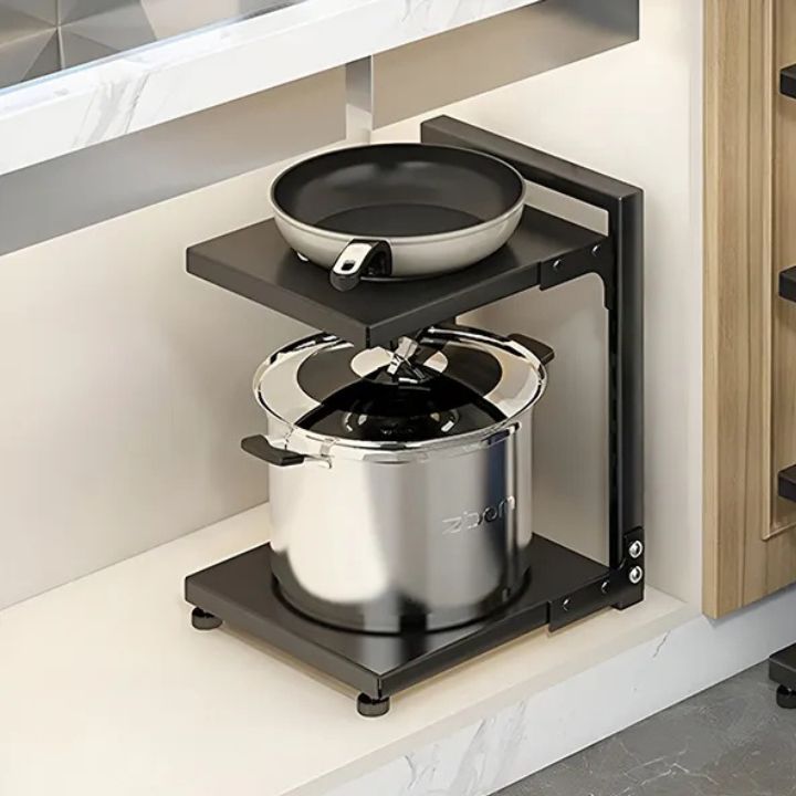 Adjustable Pots and Pans Organizer with Pot Lid Rack – Space-Saving Kitchen Storage Solution for Clutter-Free Cooking 2