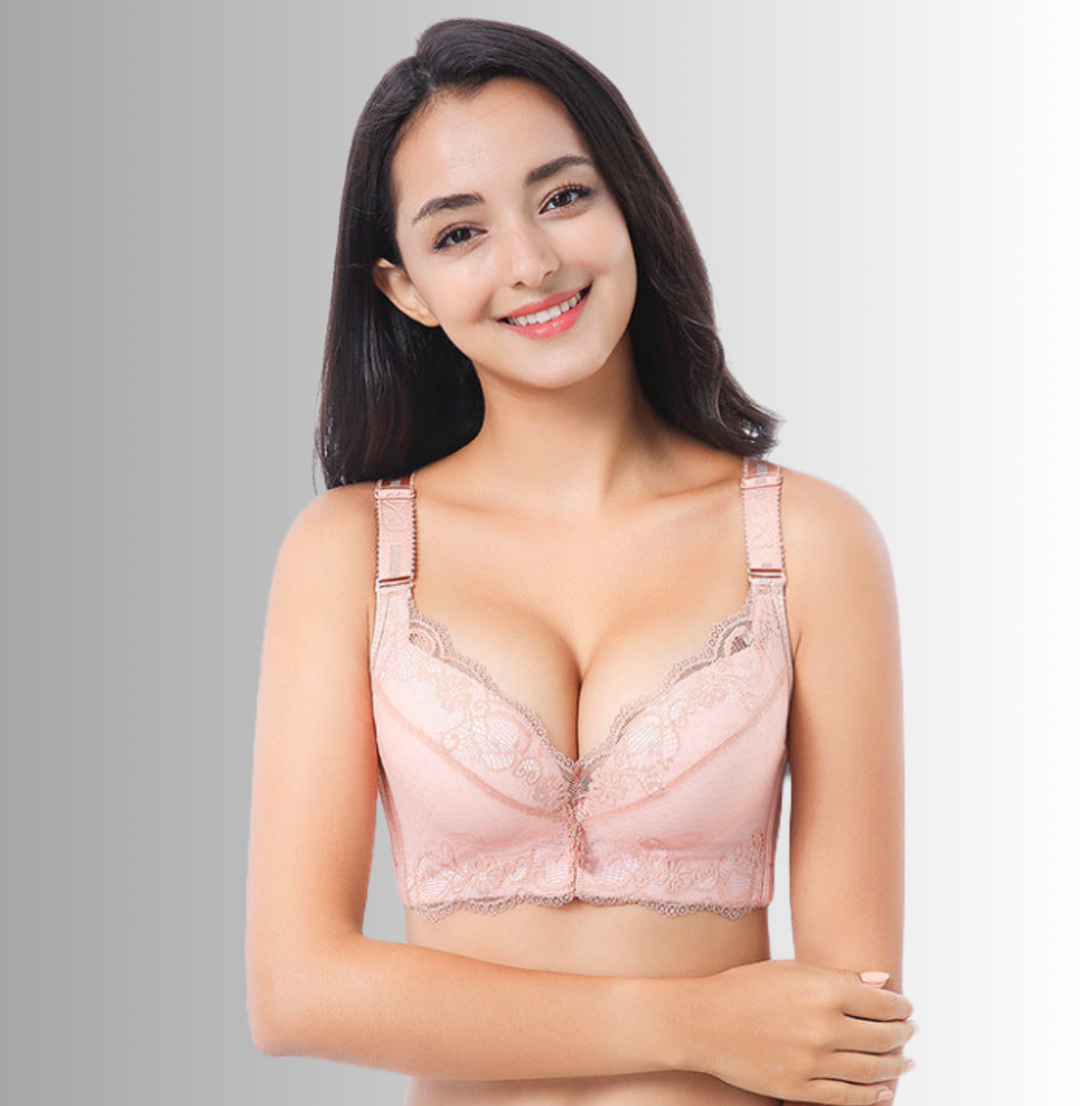 Adjustable Push-Up Bra with Lace and Embroidery