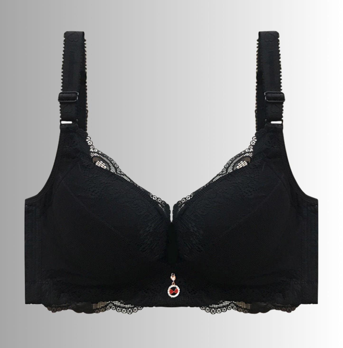 Adjustable Push-Up Bra with Lace and Embroidery