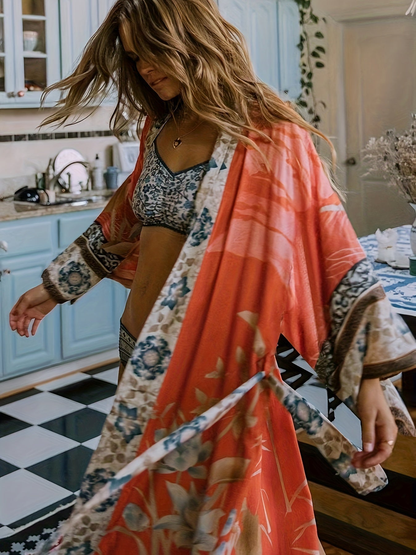Women Bohemian Printed Kimono | Danielle