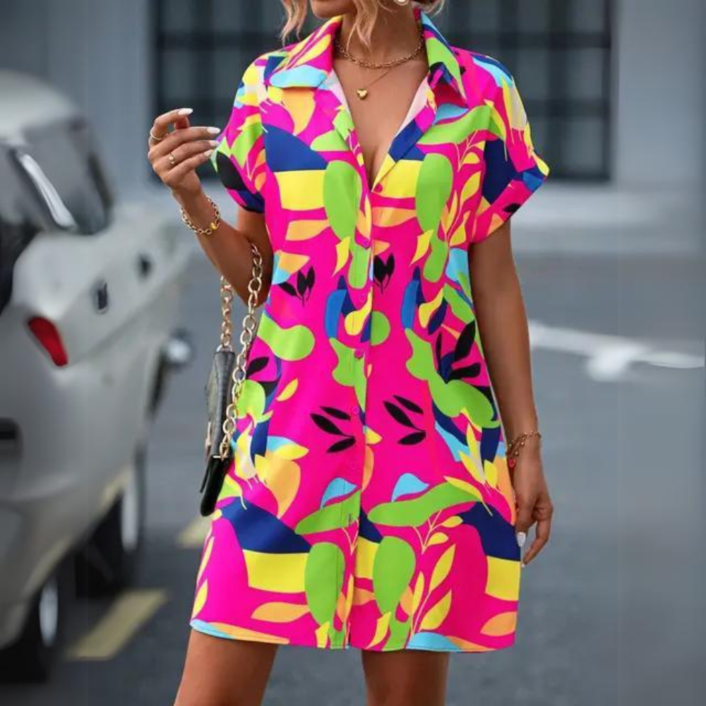 Women Vibrant Summer Shirt Dress | Harriet