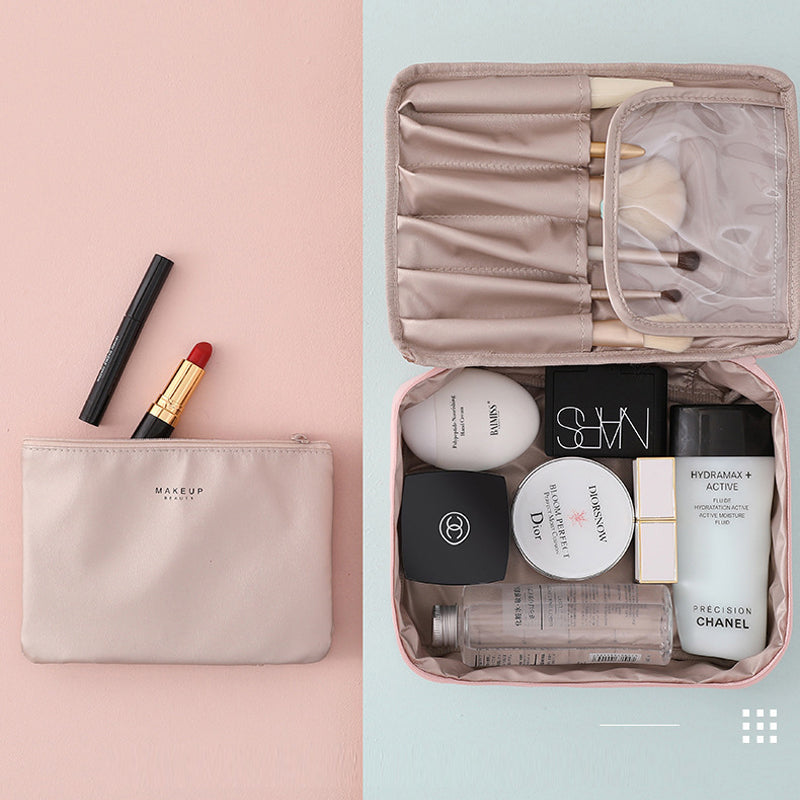 All-in-One Makeup Organizer for Travel – Compact Cosmetic Storage with Multiple Compartments and Elastic Brush Slots 2